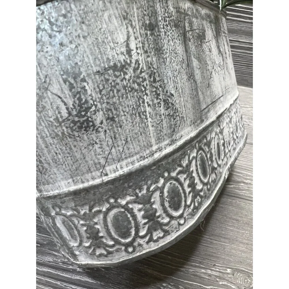 Faux Floral Lavender in Metal Planter Flower Arrangement Spring Cottagecore